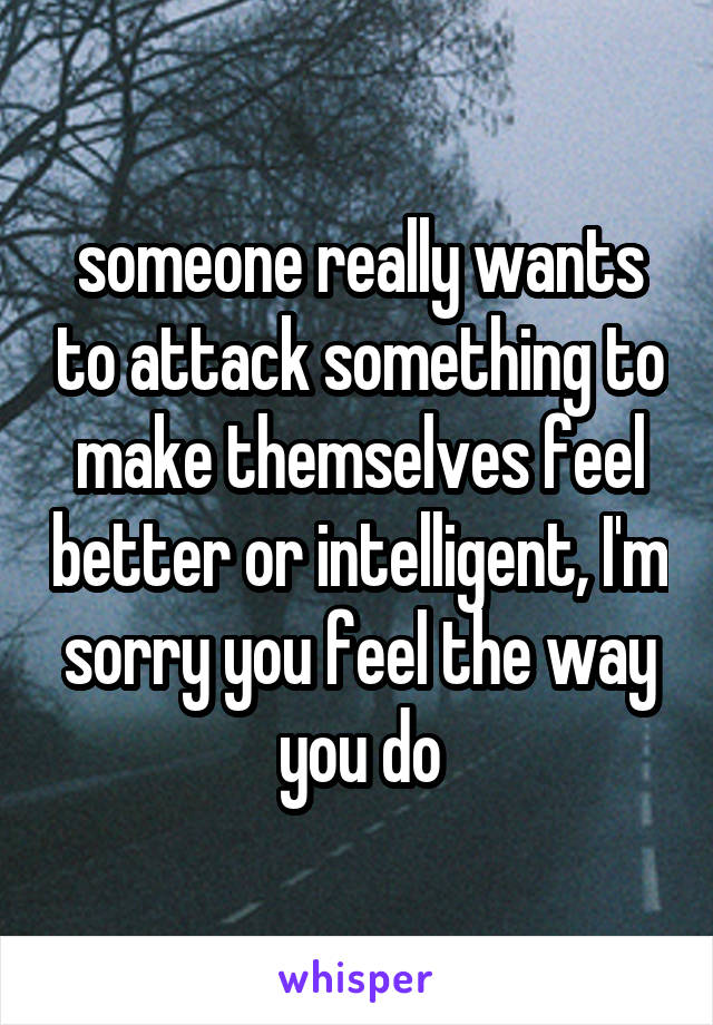 someone really wants to attack something to make themselves feel better or intelligent, I'm sorry you feel the way you do