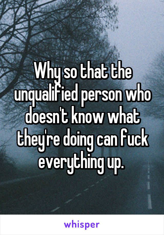 Why so that the unqualified person who doesn't know what they're doing can fuck everything up. 