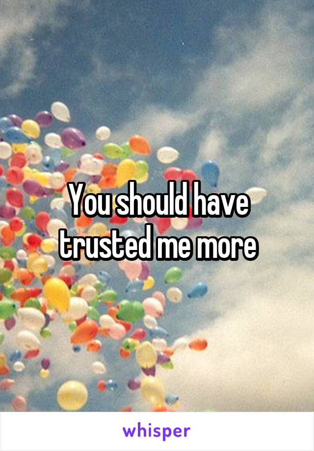 You should have trusted me more