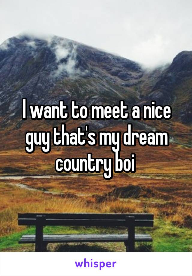 I want to meet a nice guy that's my dream country boi 