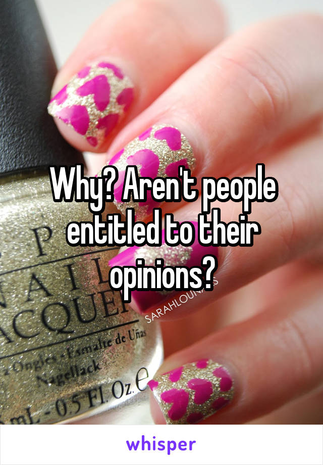 Why? Aren't people entitled to their opinions?