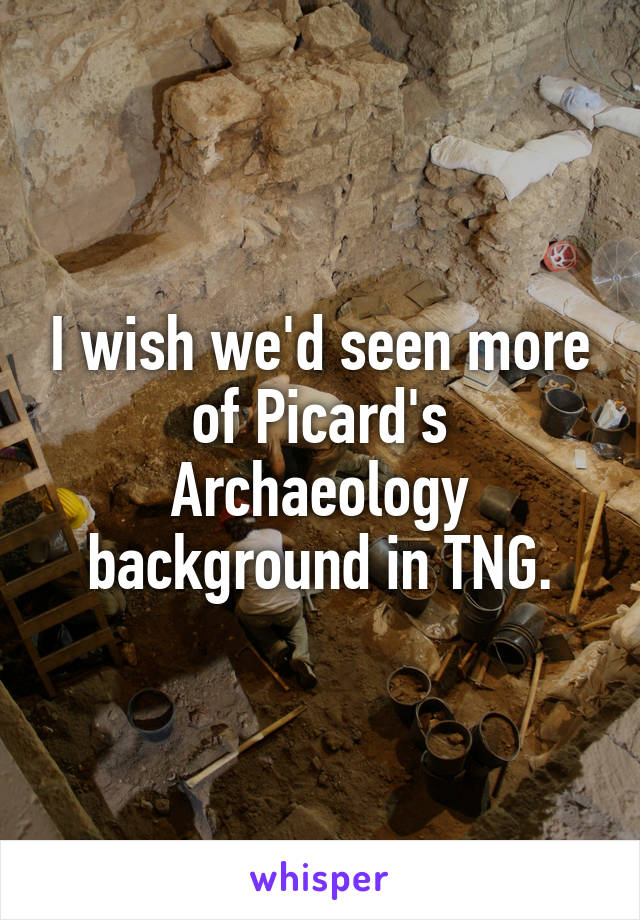 I wish we'd seen more of Picard's Archaeology background in TNG.