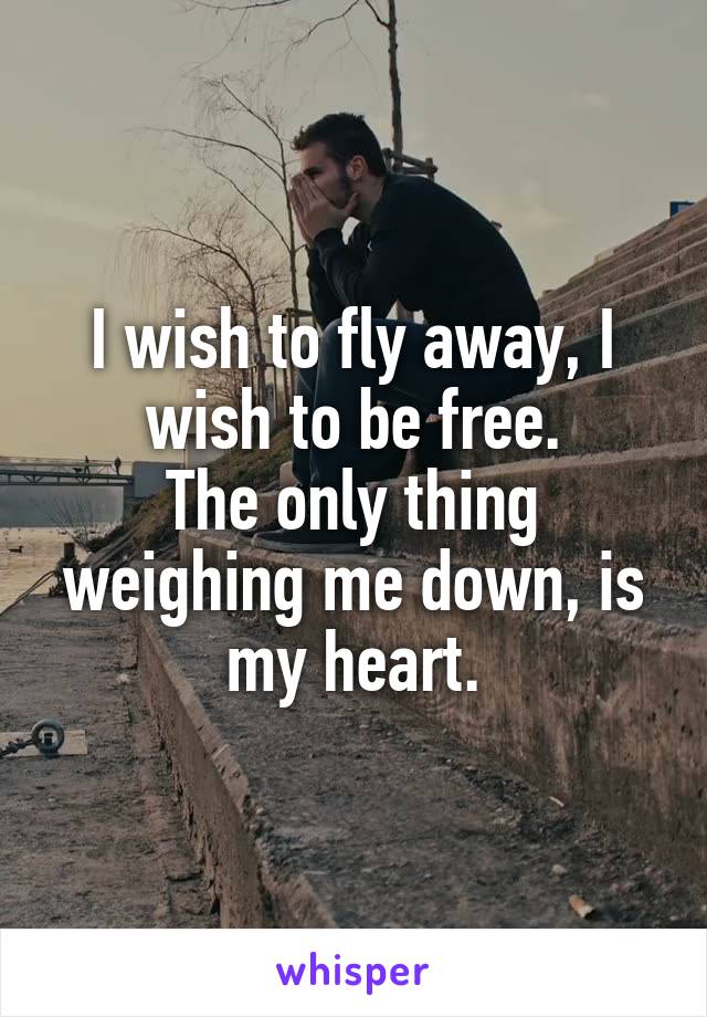 I wish to fly away, I wish to be free.
The only thing weighing me down, is my heart.
