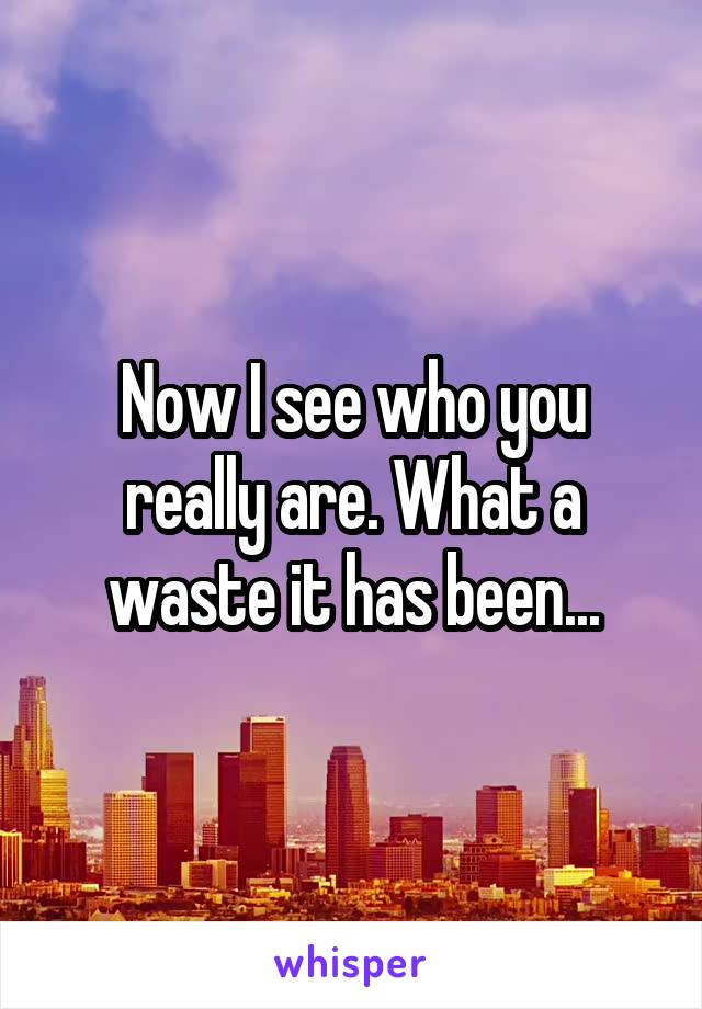 Now I see who you really are. What a waste it has been...