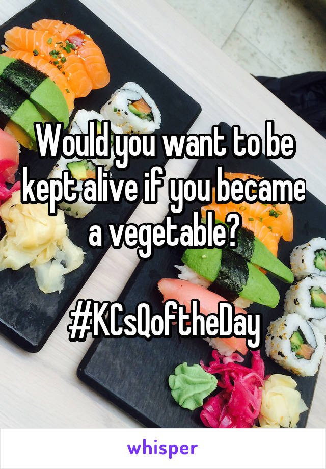 Would you want to be kept alive if you became a vegetable?

#KCsQoftheDay