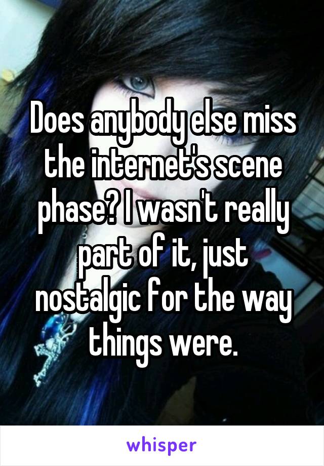 Does anybody else miss the internet's scene phase? I wasn't really part of it, just nostalgic for the way things were.