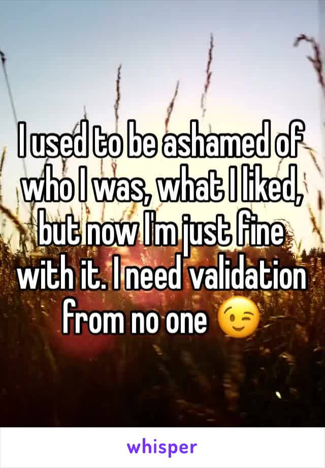 I used to be ashamed of who I was, what I liked, but now I'm just fine with it. I need validation from no one 😉