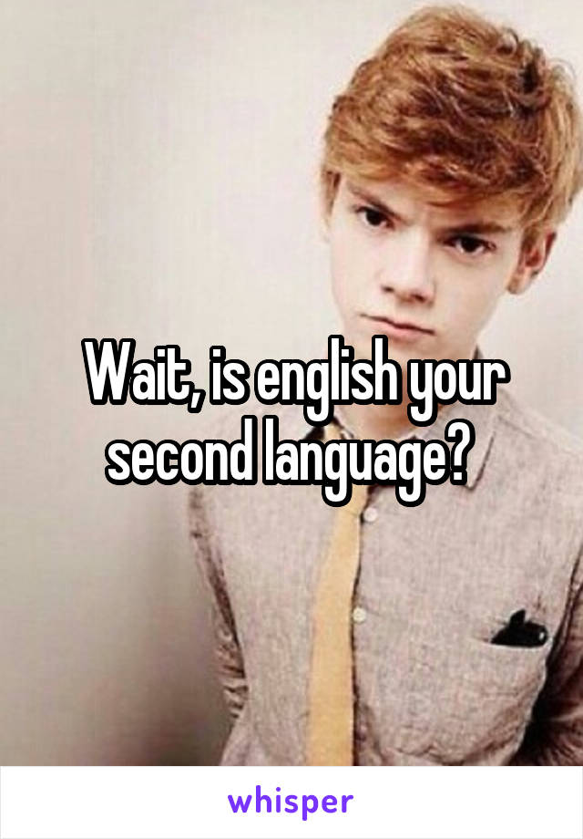 Wait, is english your second language? 