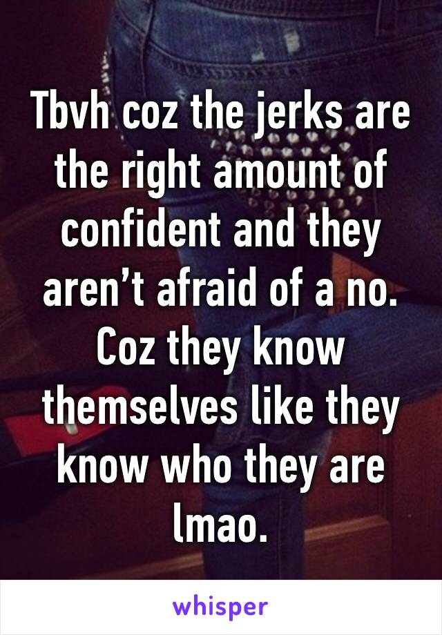 Tbvh coz the jerks are the right amount of confident and they aren’t afraid of a no. Coz they know themselves like they know who they are lmao. 