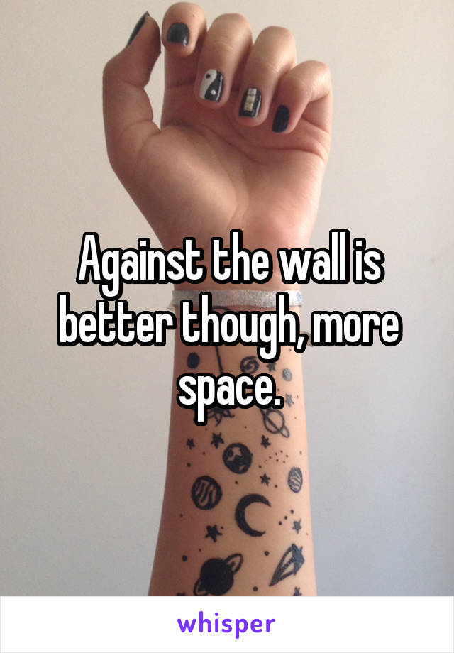 Against the wall is better though, more space.