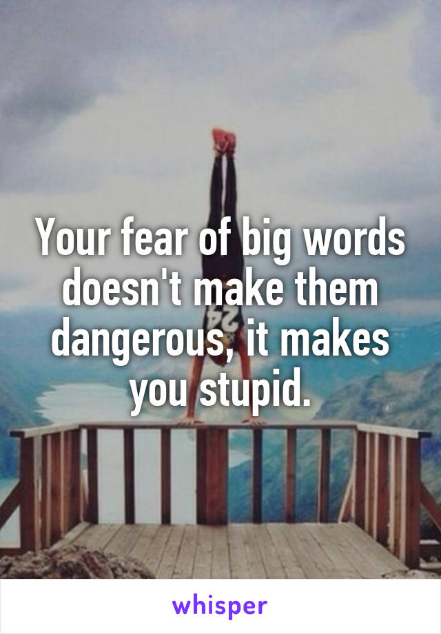 Your fear of big words doesn't make them dangerous, it makes you stupid.