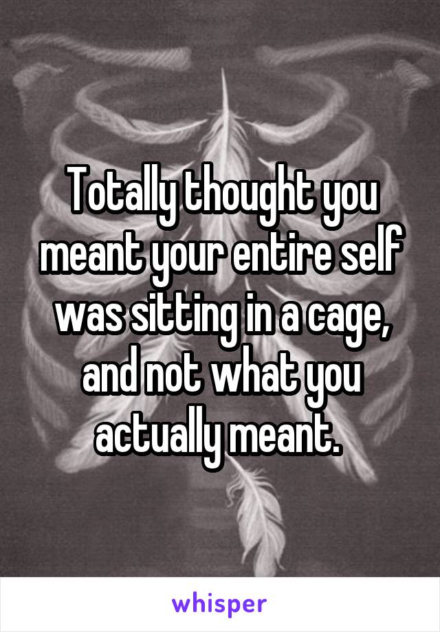 Totally thought you meant your entire self was sitting in a cage, and not what you actually meant. 