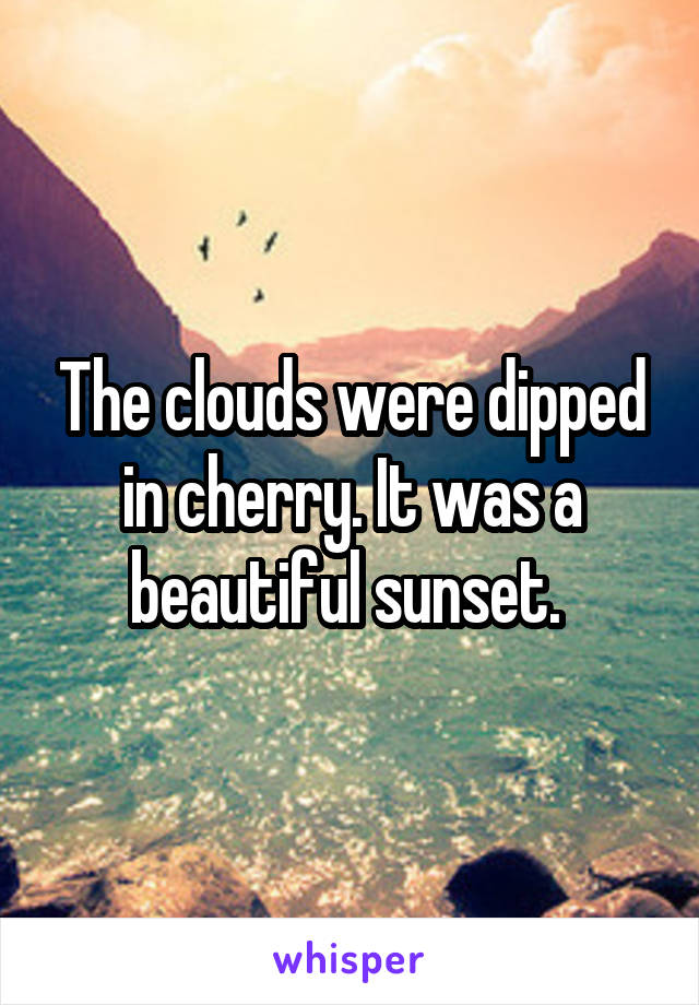 The clouds were dipped in cherry. It was a beautiful sunset. 