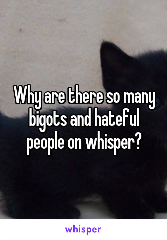 Why are there so many bigots and hateful people on whisper?