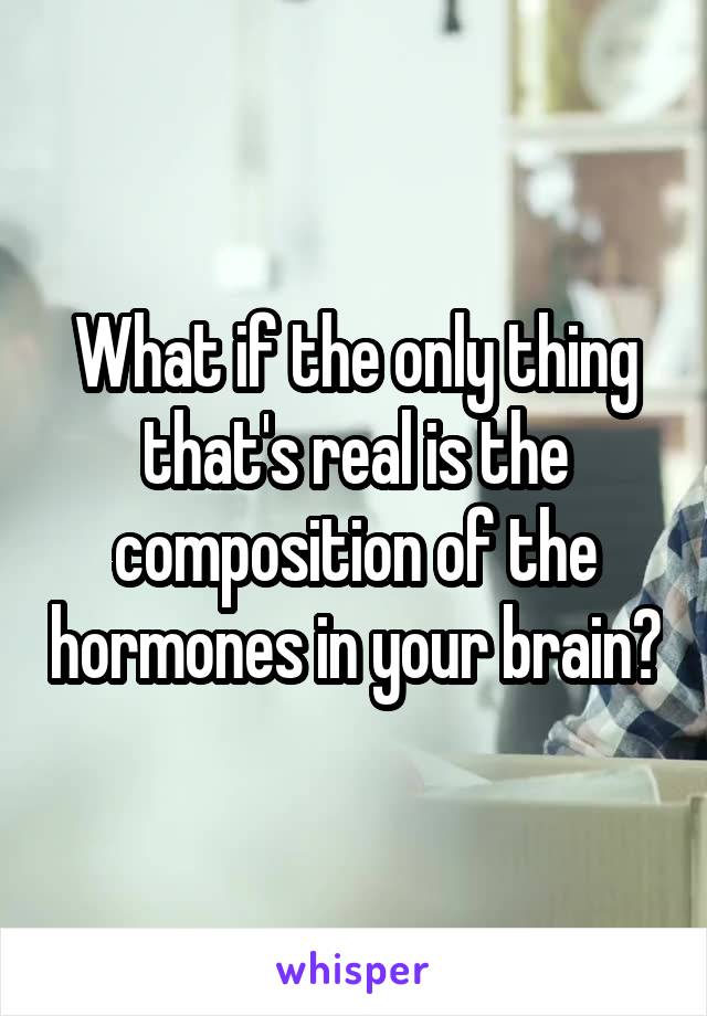 What if the only thing that's real is the composition of the hormones in your brain?