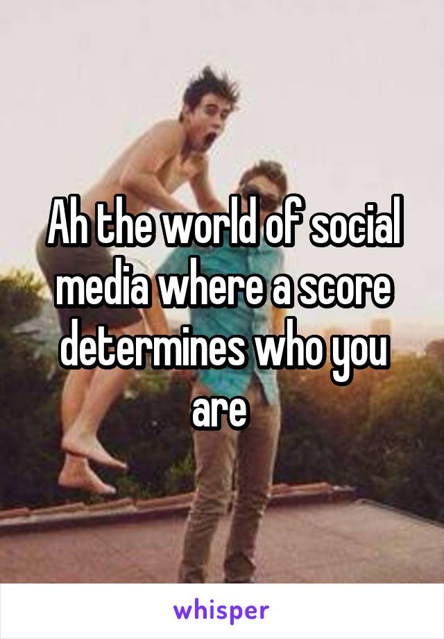 Ah the world of social media where a score determines who you are 