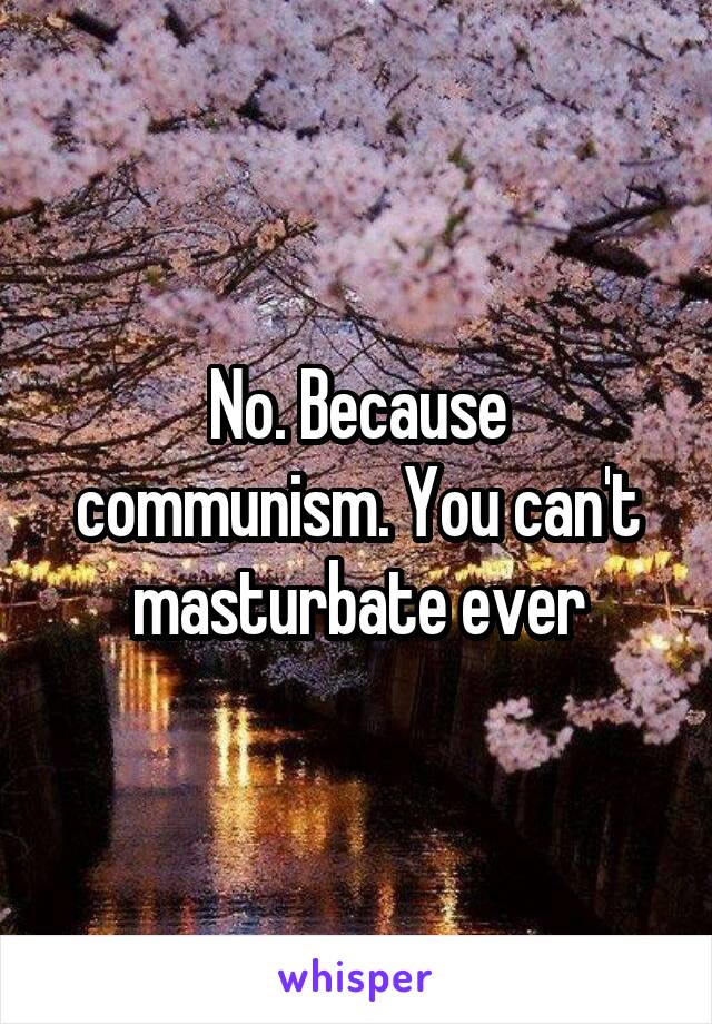 No. Because communism. You can't masturbate ever
