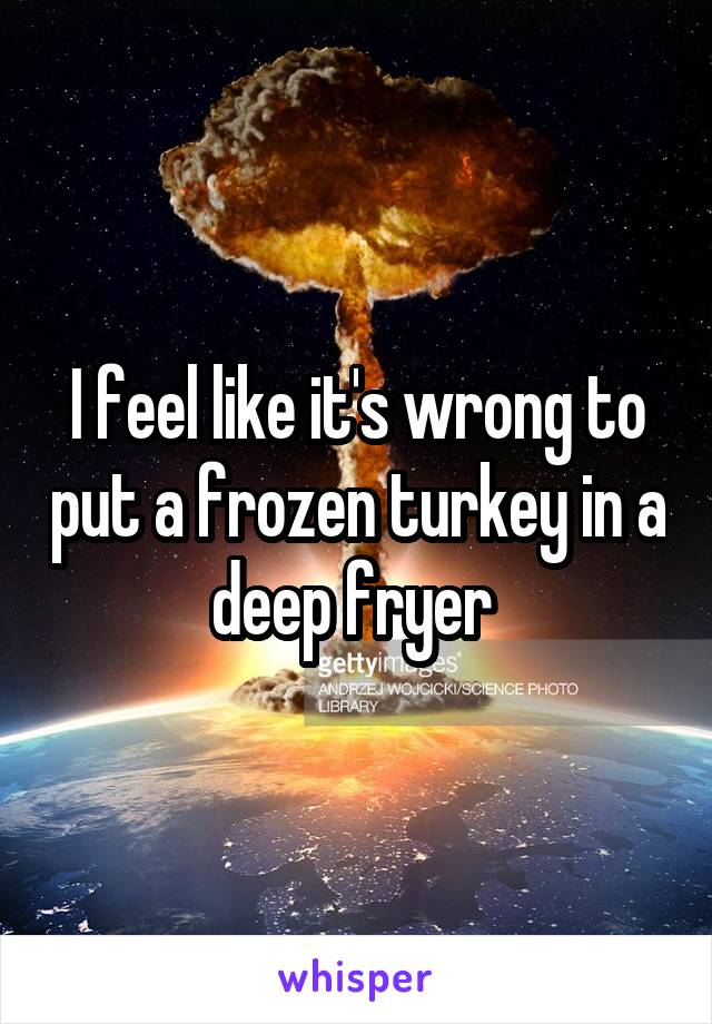 I feel like it's wrong to put a frozen turkey in a deep fryer 