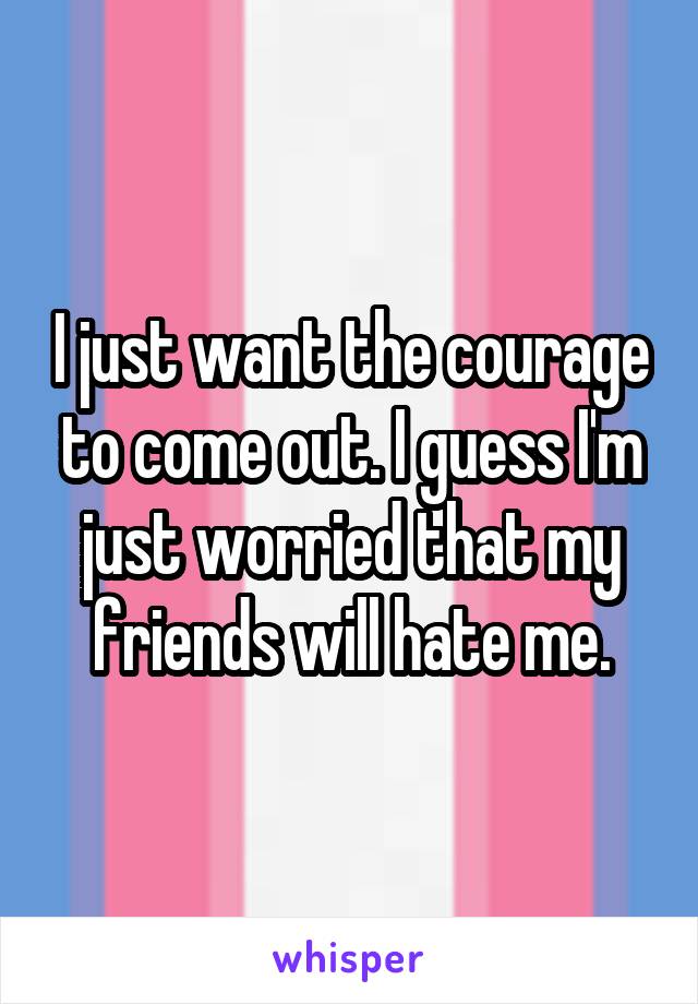I just want the courage to come out. I guess I'm just worried that my friends will hate me.