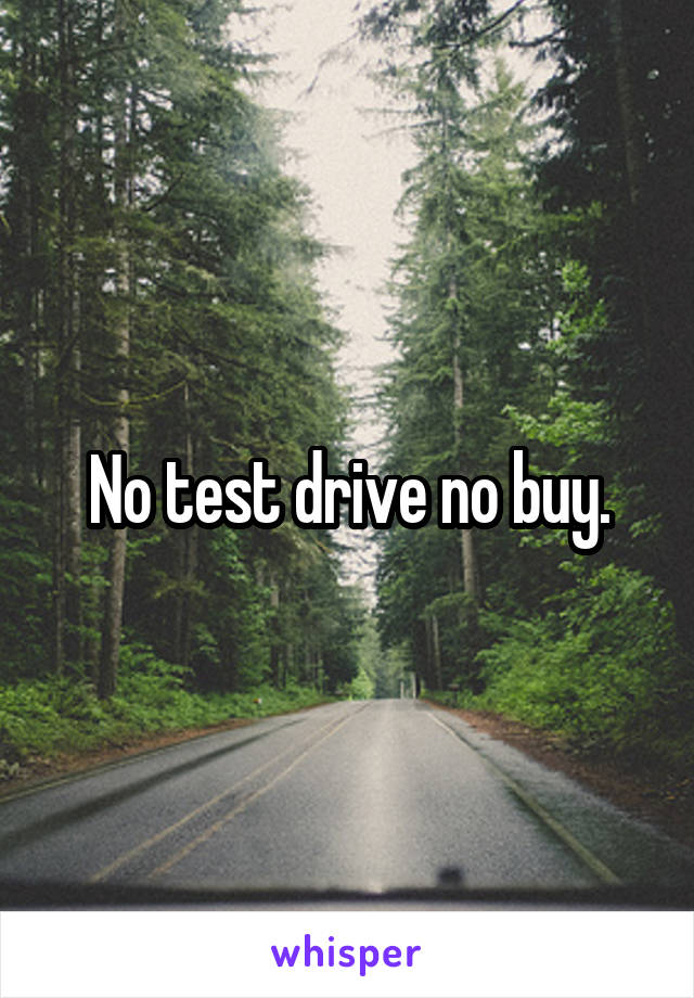 No test drive no buy.