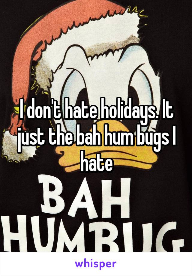 I don't hate holidays. It just the bah hum bugs I hate
