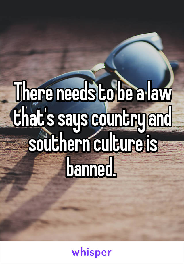 There needs to be a law that's says country and southern culture is banned. 