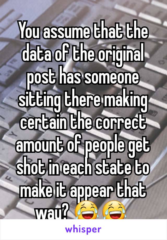 You assume that the data of the original post has someone sitting there making certain the correct amount of people get shot in each state to make it appear that way? 😂😂 