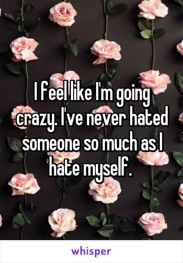 I feel like I'm going crazy. I've never hated someone so much as I hate myself. 