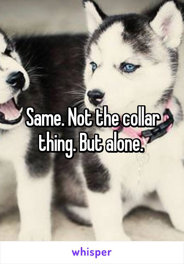 Same. Not the collar thing. But alone. 