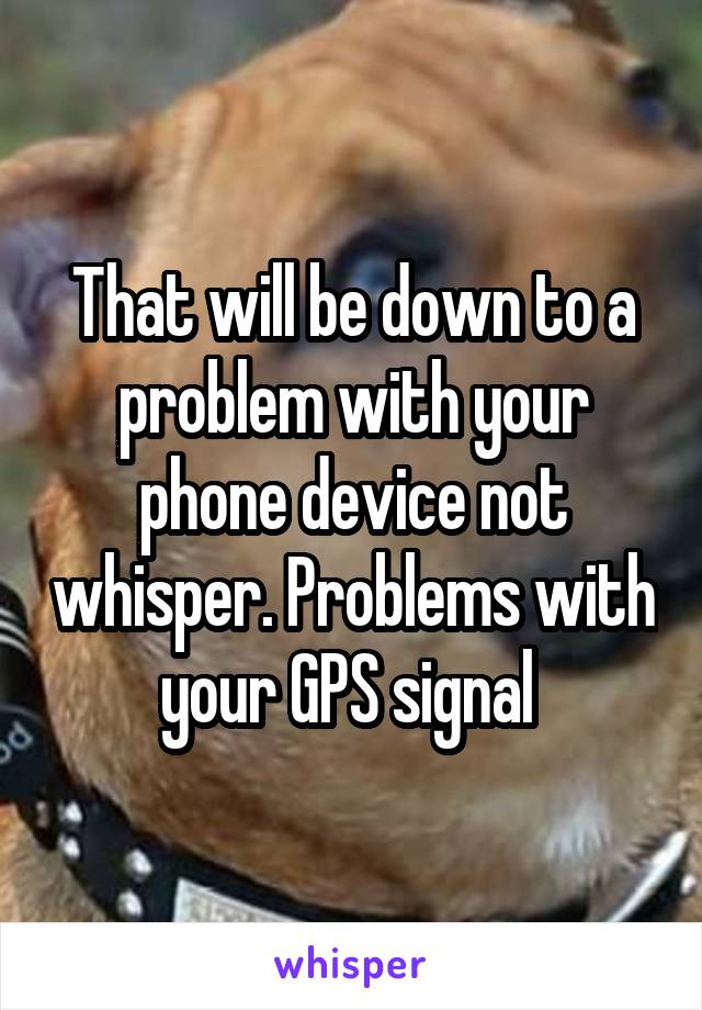That will be down to a problem with your phone device not whisper. Problems with your GPS signal 