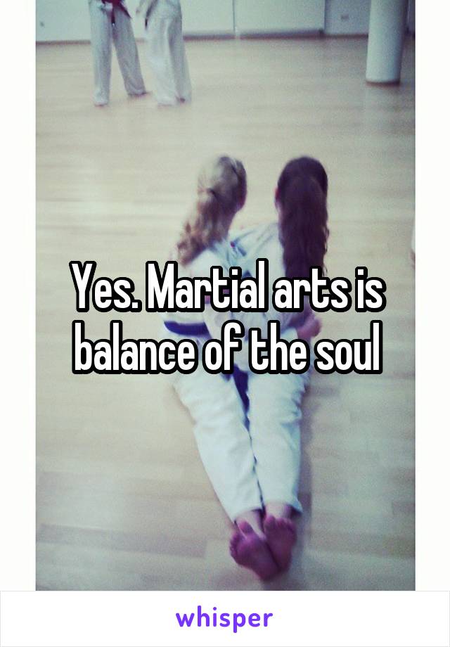 Yes. Martial arts is balance of the soul