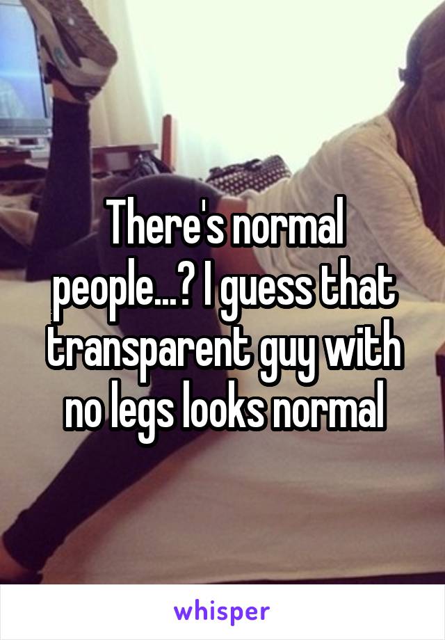 There's normal people...? I guess that transparent guy with no legs looks normal
