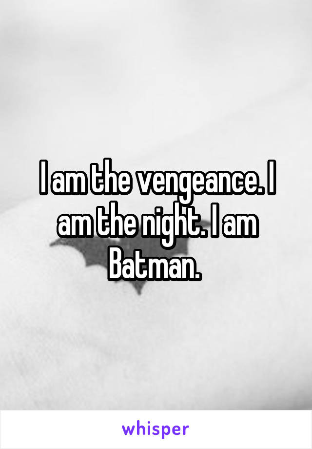 I am the vengeance. I am the night. I am Batman. 
