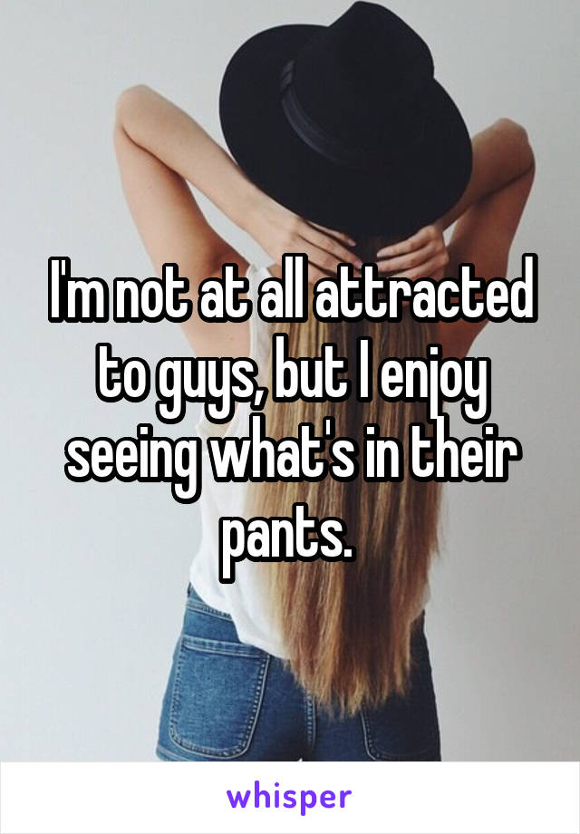 I'm not at all attracted to guys, but I enjoy seeing what's in their pants. 