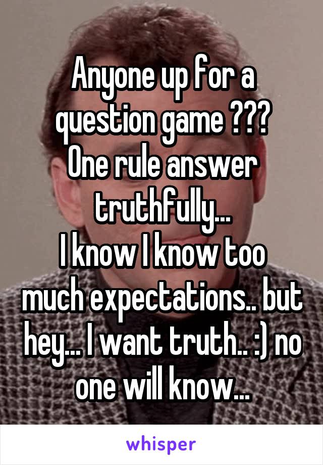 Anyone up for a question game ???
One rule answer truthfully...
I know I know too much expectations.. but hey... I want truth.. :) no one will know...