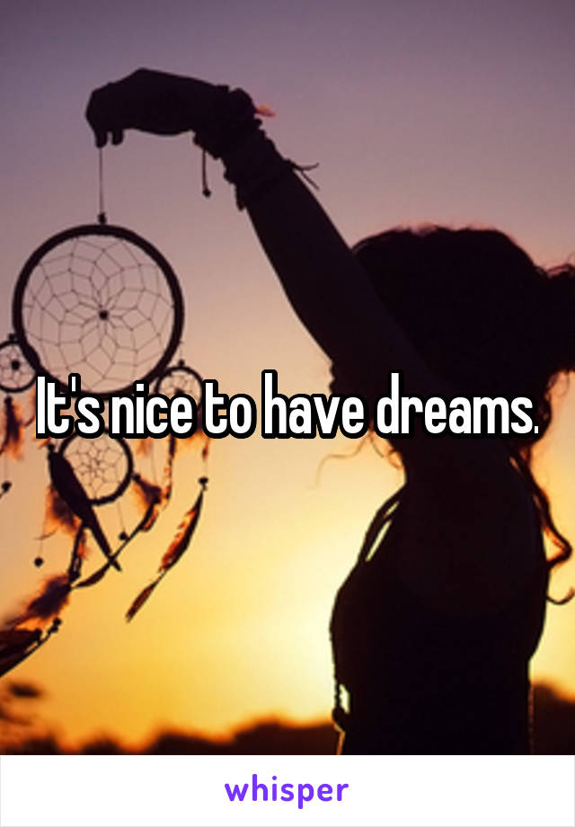 It's nice to have dreams.