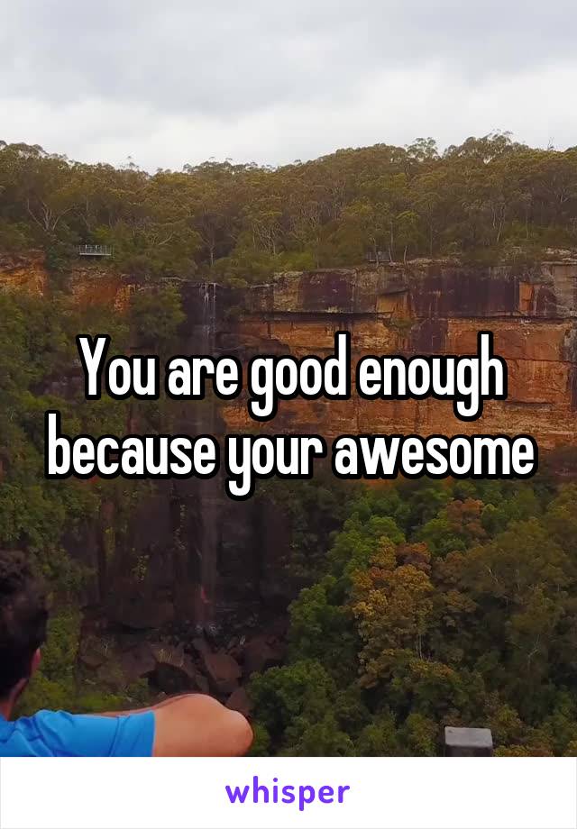 You are good enough because your awesome