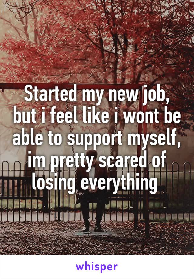 Started my new job, but i feel like i wont be able to support myself, im pretty scared of losing everything 