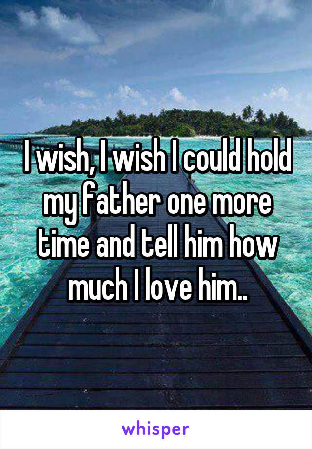 I wish, I wish I could hold my father one more time and tell him how much I love him..