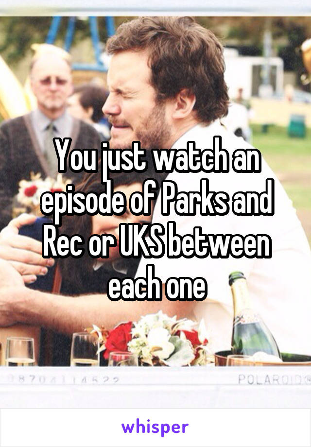 You just watch an episode of Parks and Rec or UKS between each one