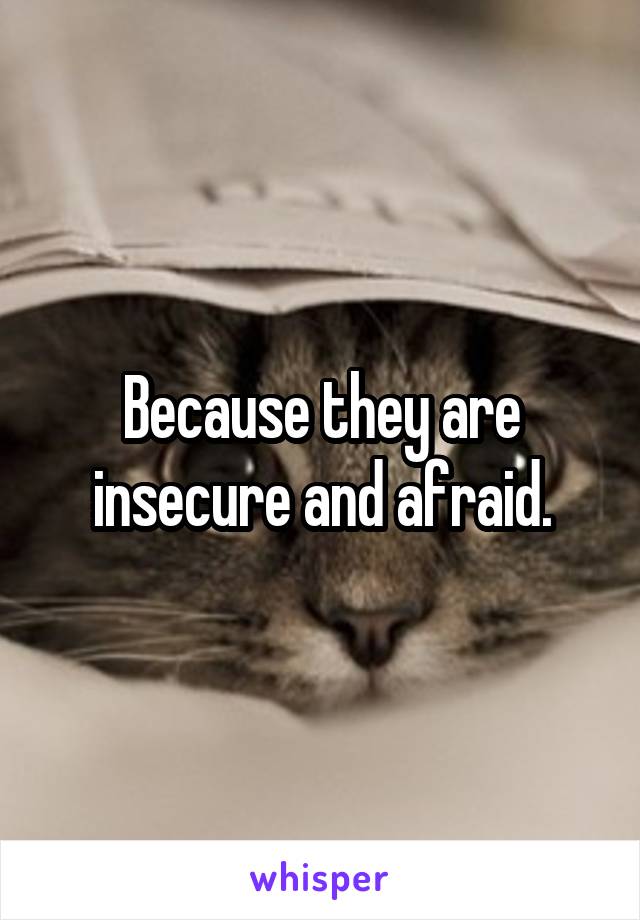 Because they are insecure and afraid.