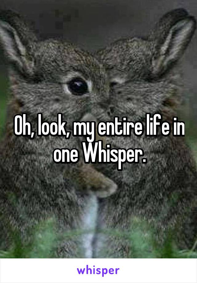 Oh, look, my entire life in one Whisper.