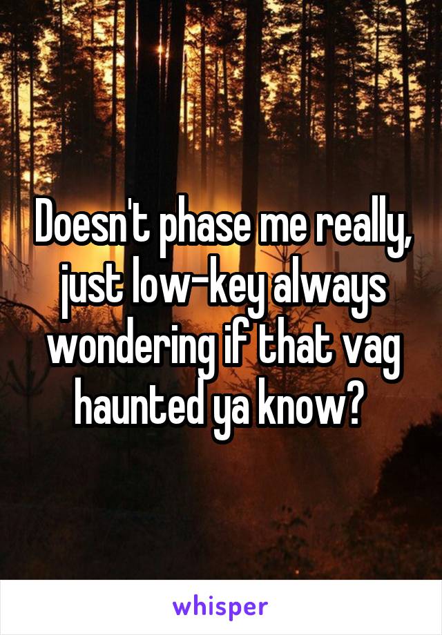 Doesn't phase me really, just low-key always wondering if that vag haunted ya know? 