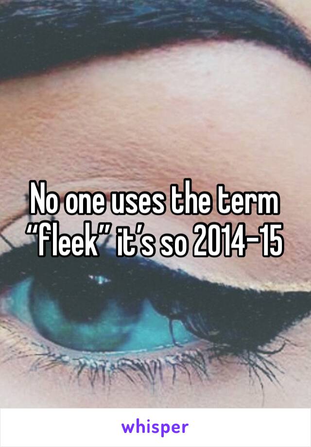 No one uses the term “fleek” it’s so 2014-15
