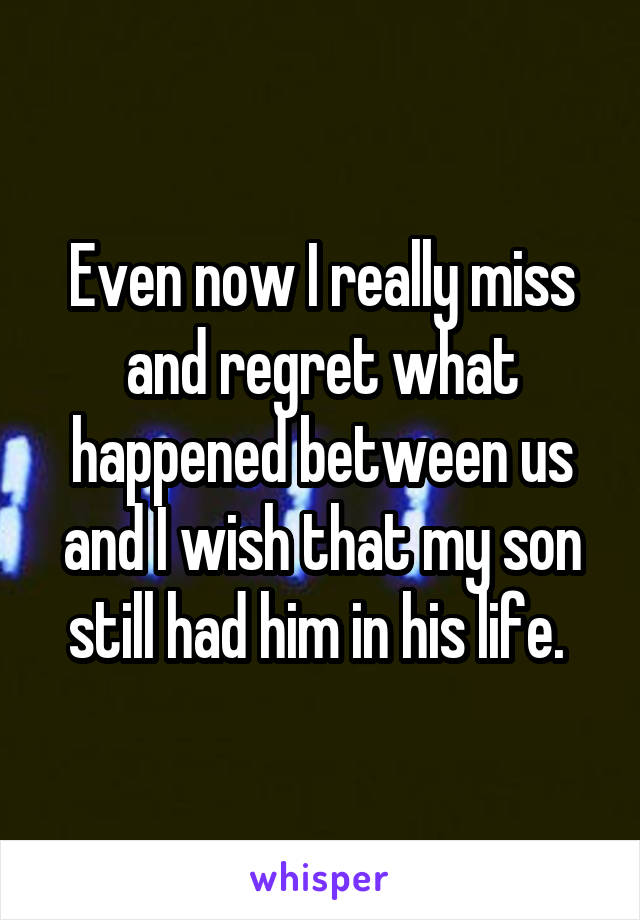 Even now I really miss and regret what happened between us and I wish that my son still had him in his life. 