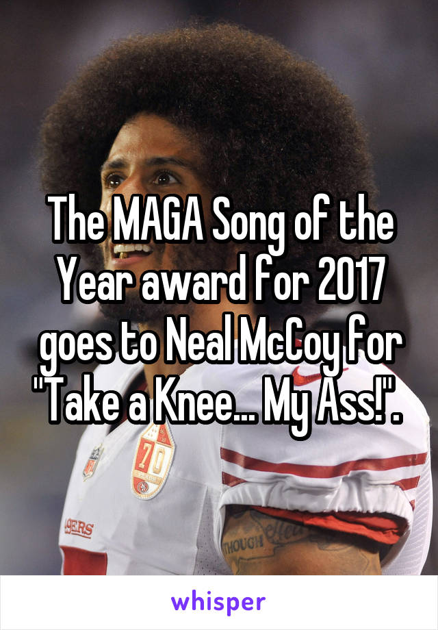 The MAGA Song of the Year award for 2017 goes to Neal McCoy for "Take a Knee... My Ass!". 