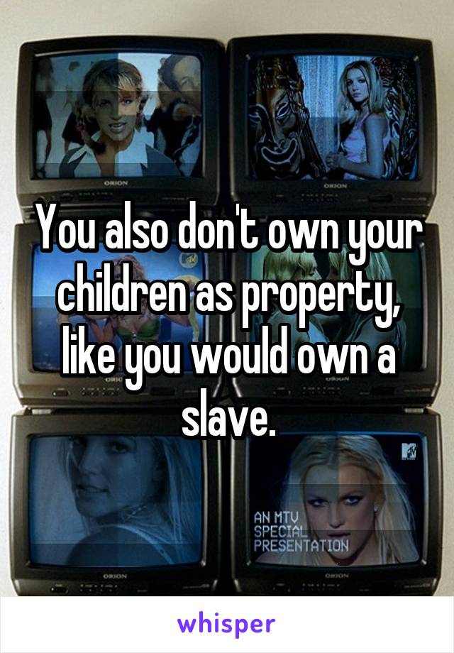 You also don't own your children as property, like you would own a slave.