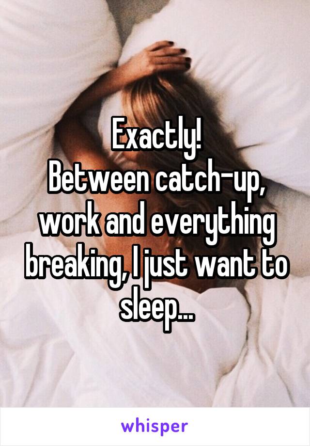 Exactly!
Between catch-up, work and everything breaking, I just want to sleep...