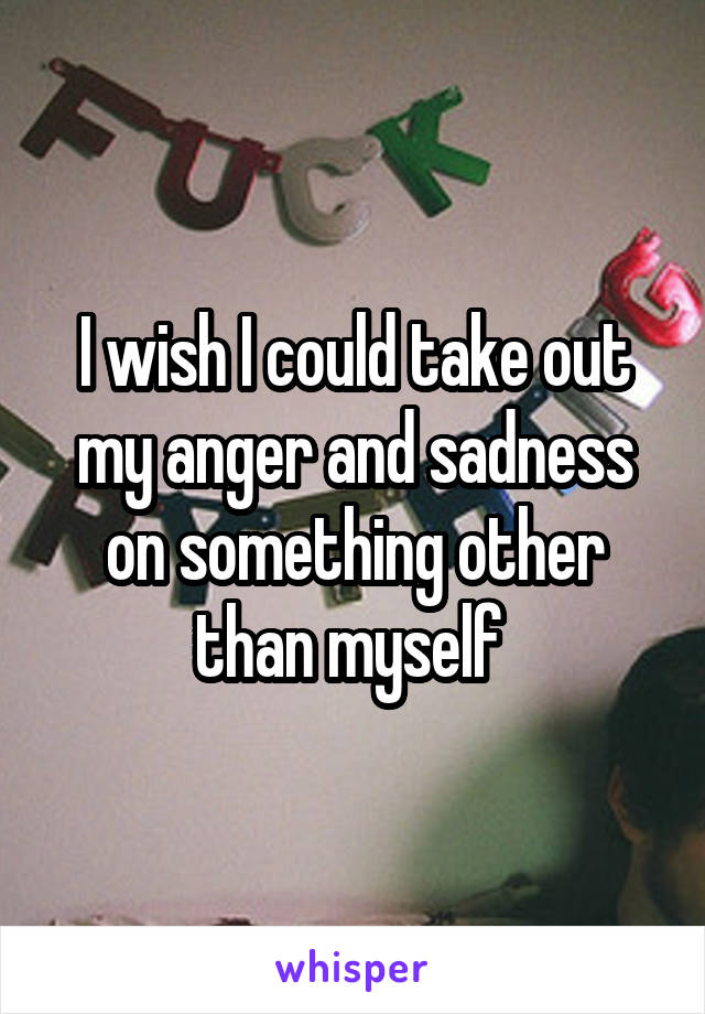 I wish I could take out my anger and sadness on something other than myself 