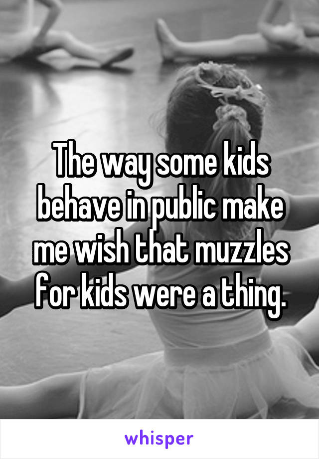 The way some kids behave in public make me wish that muzzles for kids were a thing.